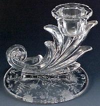 Chintz candleholder - depression glass